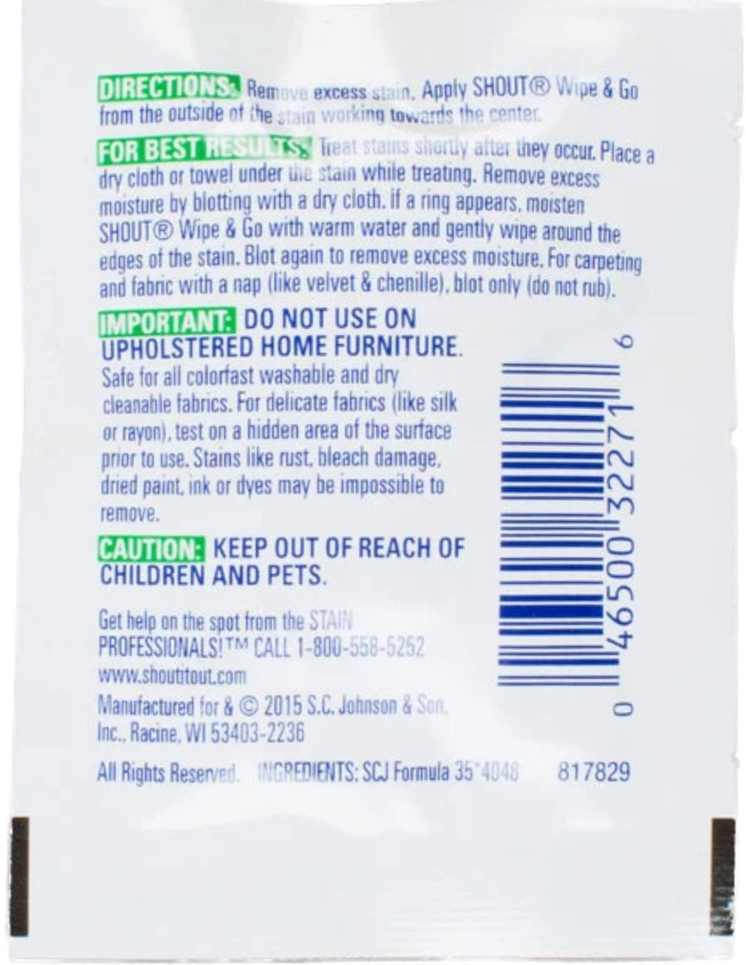 Shout Instant Stain Remover Towelette Wipes (80 count)