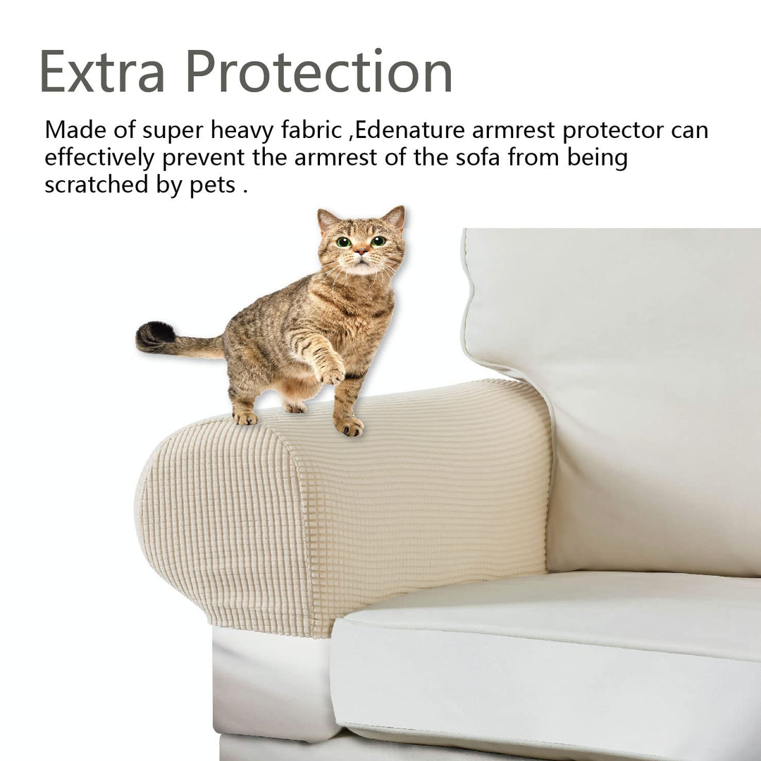 Couch Arm Covers - Stretch Armchair Cover Polyester Office Chair Armrest Covers for Sofa, Anti-Stain and Washable Arm Chair Slipcover - Coffee - Pack of 2