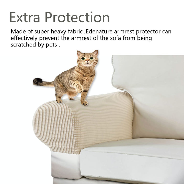 Couch Arm Covers - Stretch Armchair Cover Polyester Office Chair Armrest Covers for Sofa, Anti-Stain and Washable Arm Chair Slipcover - Coffee - Pack of 2
