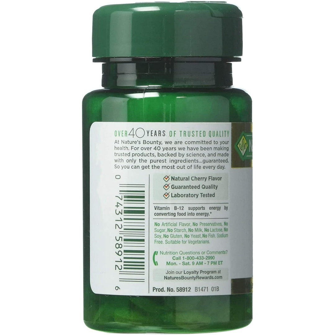 Vitamin B12 by Nature's Bounty, Quick Dissolve Vitamin Supplement, Supports Energy Metabolism and Nervous System Health, 5000mcg, 40 Tablets