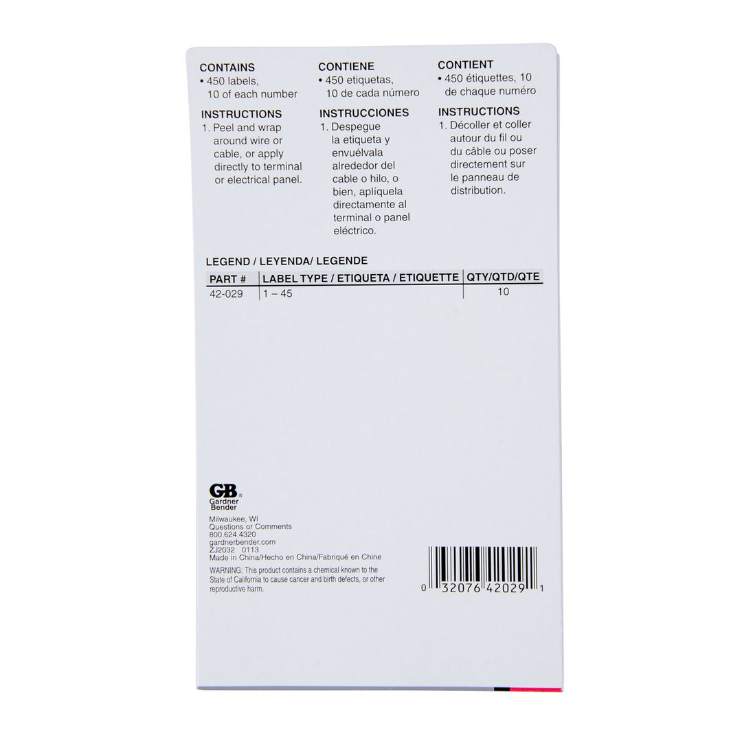 Gardner Bender 42-029 Pocket Wire Marker Booklet, White