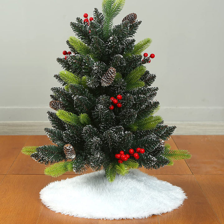 Sattiyrch Faux Fur Christmas Tree Skirt 18in,Xmas White