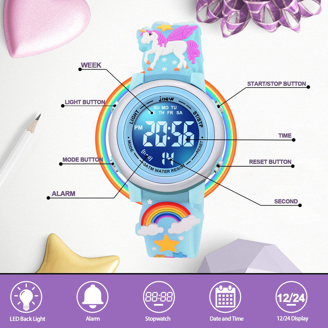 Gifts for Girls Age 3-10, Watches for Kids Toy for 3 4 5 6 7 8 Year Old Girl Birthday Festival Christmas Gift for 4-9 Year Old Girl - Unicorn Blue