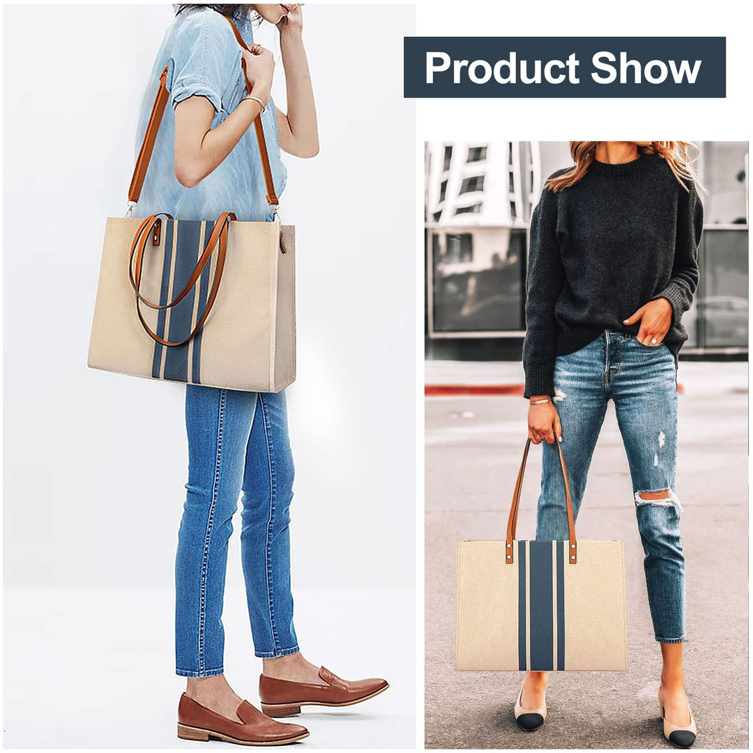 BOLOSTA Laptop Tote Bag For Women Fits 15.6 Inch Large Laptop Work Tote Bags Computer Briefcase Shoulder Bag, Blue, Large, Casual