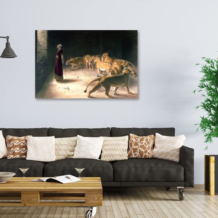 Wall Art Posters Daniel in The Lions Den (Daniel&#39;s Answer to The King) Canvas Art Posters for Living Room, Bedroom, Office, 12x18 unframed