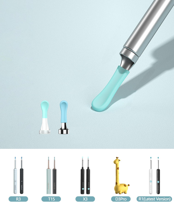 Bebird Replacement Tips Ear R1-8 PCS Waterproof Silicone Ear Spoon for Wet/Dry Earwax Cleaning - Original Ear Cleaner Tips Set for W3/R3/T15/X3/D3Pro/M9 (New Spiral Structure)