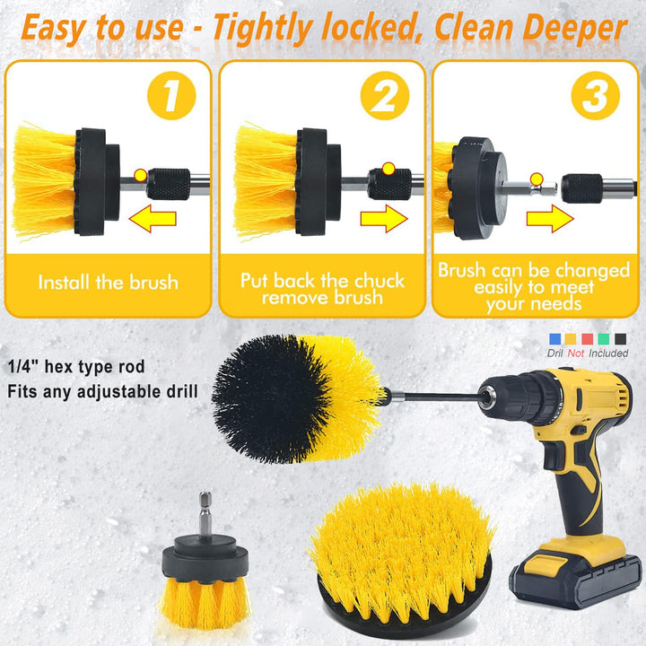 Shieldpro 4 Pack Drill Brush Power Cleaning Scrub Brush,White