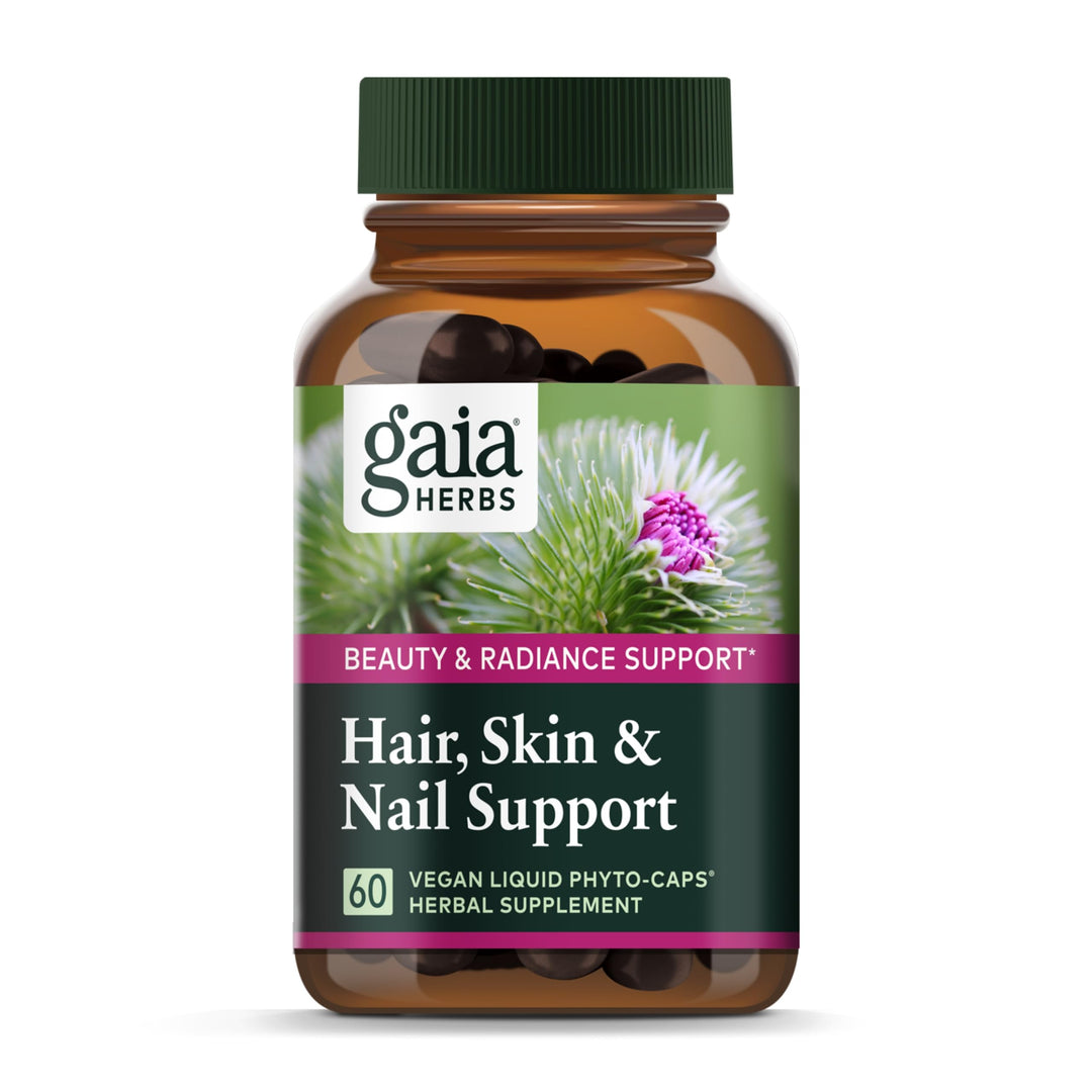 Hair, Skin &amp; Nail Support - Helps Promote Healthy Skin, Hair Growth &amp; Nail Growth - with Horsetail, Alfalfa, Burdock, Gotu Kola &amp; Nettle - 60 Vegan Liquid Phyto-Capsules (15-Day Supply)