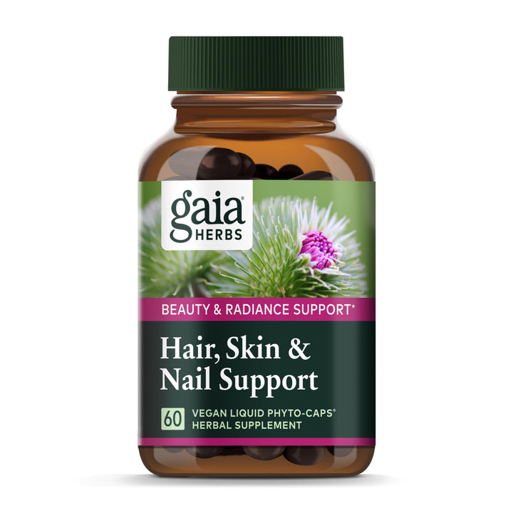 Hair, Skin &amp; Nail Support - Helps Promote Healthy Skin, Hair Growth &amp; Nail Growth - with Horsetail, Alfalfa, Burdock, Gotu Kola &amp; Nettle - 60 Vegan Liquid Phyto-Capsules (15-Day Supply)