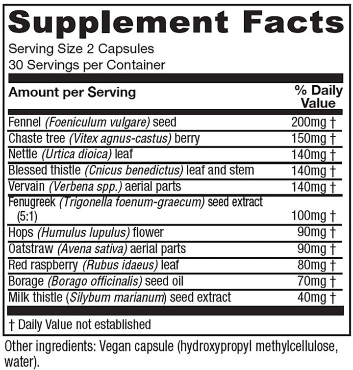 Vitanica LactationBlend, Lactation Supplement for Increased Breast Milk Supply and Flow Organic Breastfeeding Support, with Fennel, Milk Thistle, Fenugreek and More, Non-GMO, Vegan, 60 Capsules