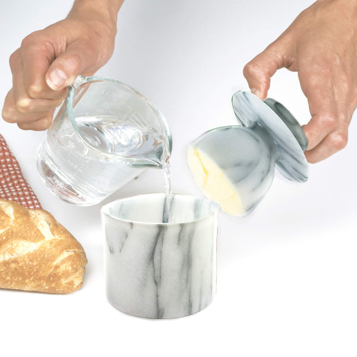 Norpro Marble Butter Keeper, Off-White