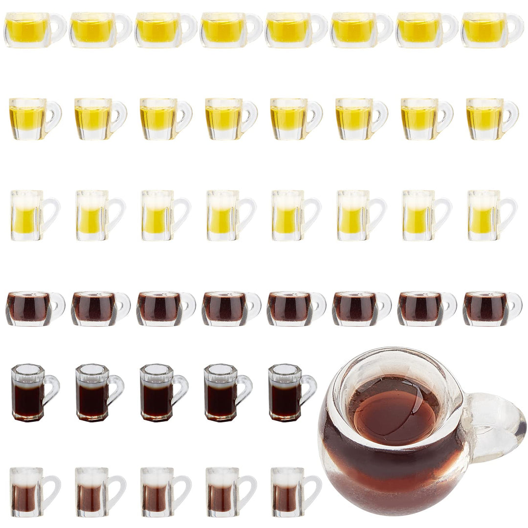 arricraft 48 Pcs Resin Tea Charms, 6 Styles Beer Cup Pe