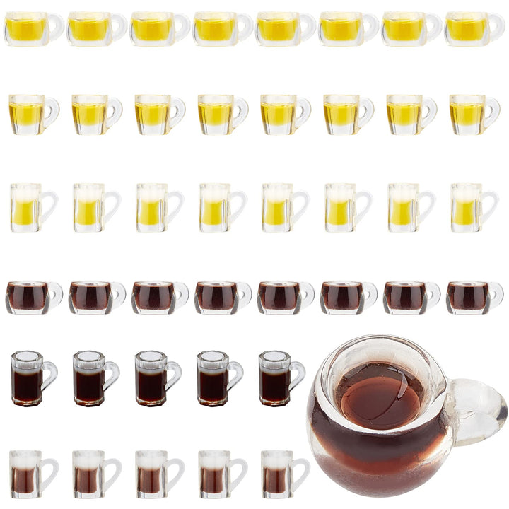 arricraft 48 Pcs Resin Tea Charms, 6 Styles Beer Cup Pe