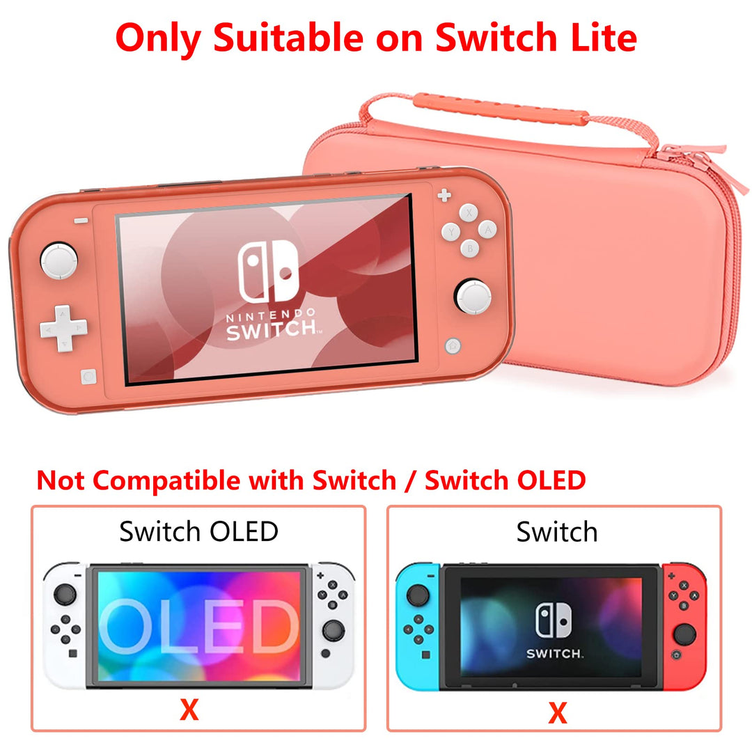 Case Compatible for Nintendo Switch Lite, Protective Cover for Switch Lite, Screen Protector Case Compatible for Switch Lite with Thumb Grip -Pink, Pink, Protective Storage Bag, Pink, Fashion.