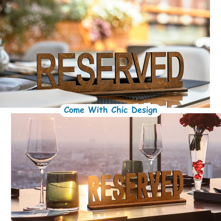 6 Pieces Wooden Reserved Table Sign Reserved Sign for Wedding Rustic Table Decor Laser Cut Reserved Signs for Tables Restaurant Special Events