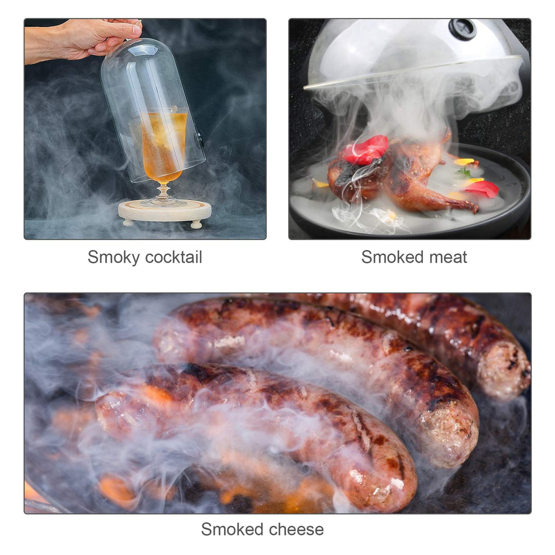 Smoking Gun Wood Smoke, Portable Handheld Smoke Infuser,Cold Smoker Food Smoker Gun for Meat, Kitchen Smoke Gun for Cooking with Wood Chips for Bar Cooking Meat BBQ Drinks (Sliver)