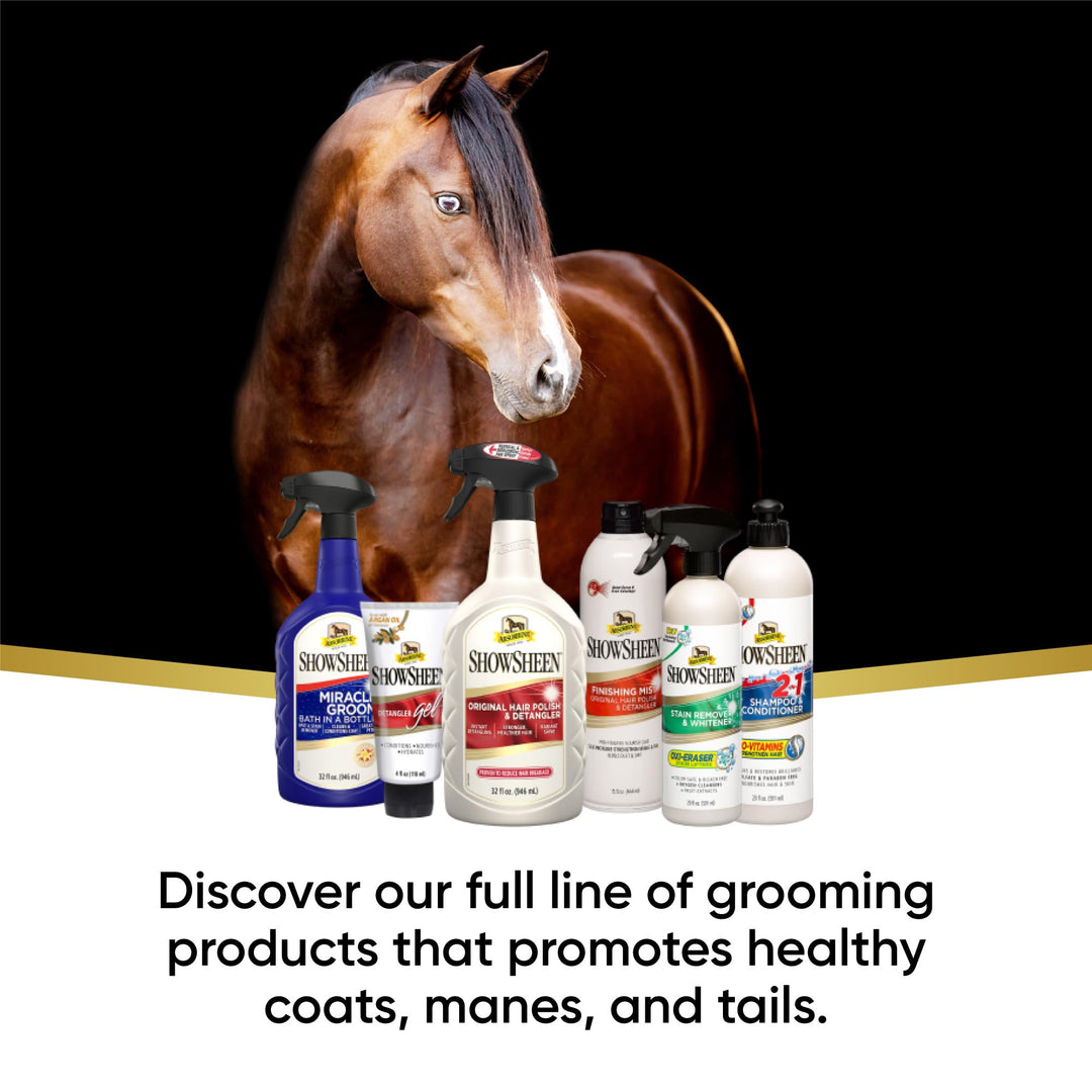 Absorbine ShowSheen Hair Polish & Detangler 32oz Spray Bottle, Horse and Dog Coat, Mane and Tail, Instant Detangling & Reduces Hair Breakage for Healthy Grooming & Radiant Shine