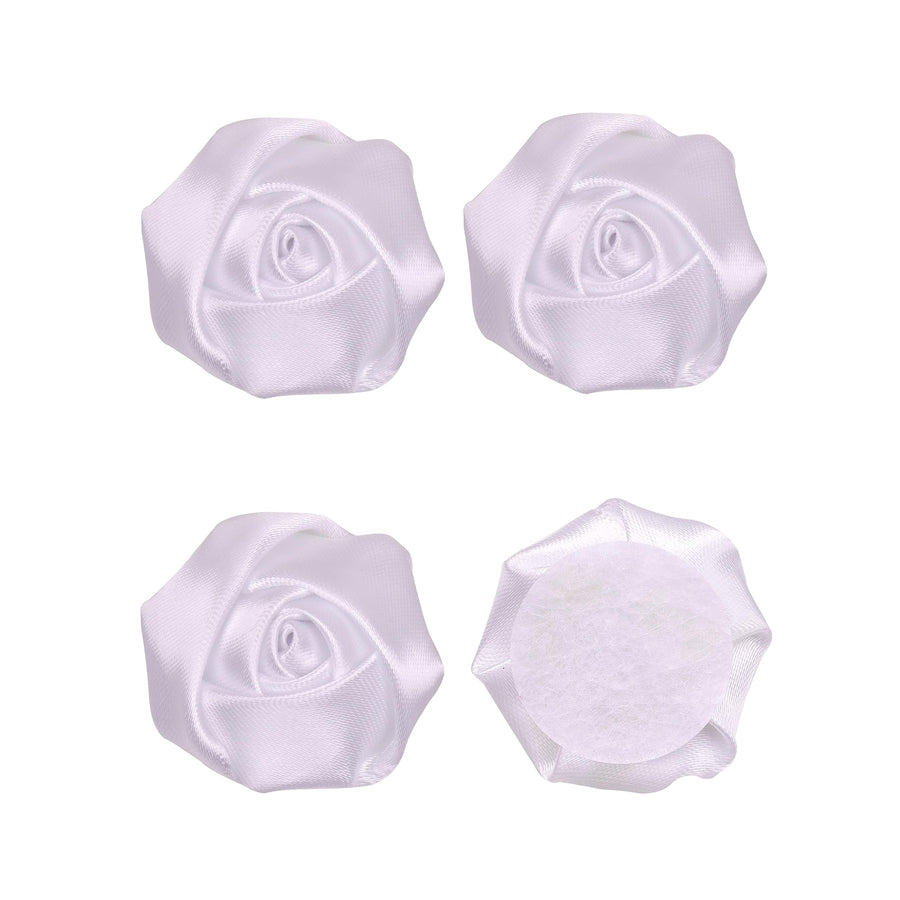 20pcs Satin Ribbon Rose Flower DIY Craft s (White)