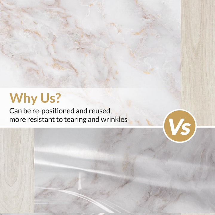 Marble Contact Paper 17.5×78.7, Peel and Stick Countertops Wallpaper Waterproof Self Adhesive Wall Paper Roll for Cabinets Drawers Kitchen Old Furniture, Modern Matte White/Gold