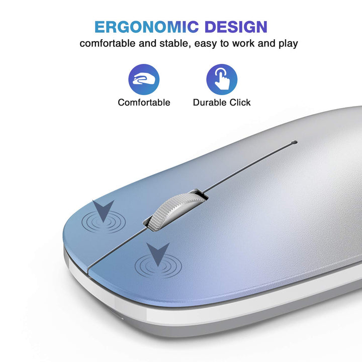 Bluetooth Mouse for iPad and iPhone (iPadOS 13 / iOS 13 and Above), Ultra-Thin Wireless Mouse Compatible with Bluetooth Enabled Computer, Laptop, PC, Notebook, and Mac Series (Silver)