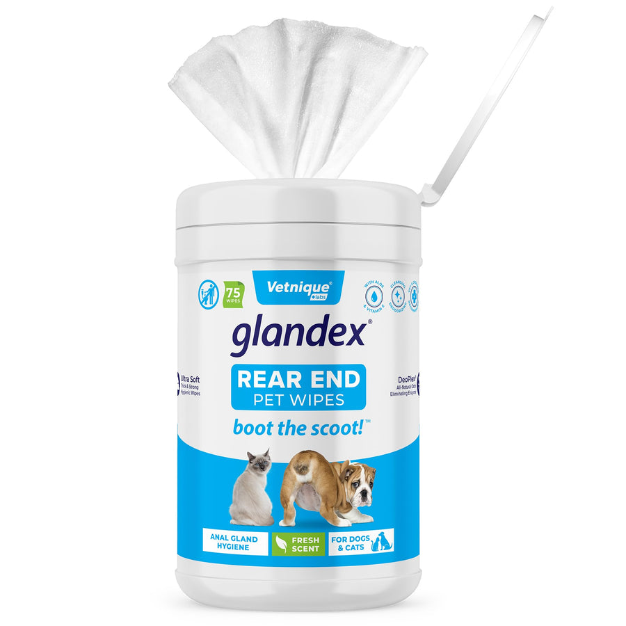 Labs Glandex Dog Wipes for Pets Cleansing & Deodorizing Anal Gland Hygienic Dog & Cat Wipes with Vitamin E, Skin Conditioners and Aloe (75ct)