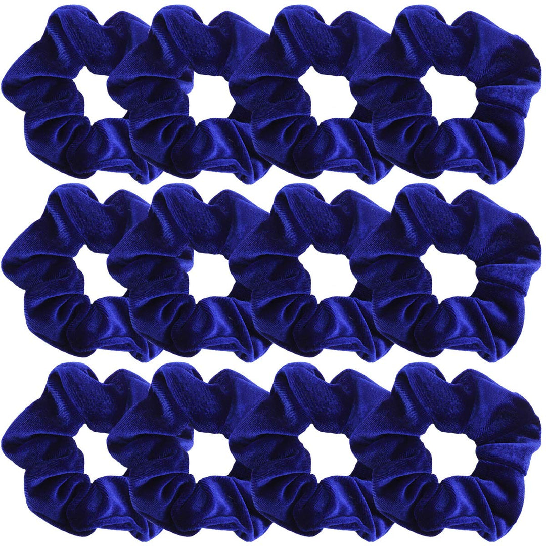 12 Pack Hair Scrunchies for Women Royal Blue Velvet Elastics Scrunchy Bobbles Soft Hair Bands Hair Ties