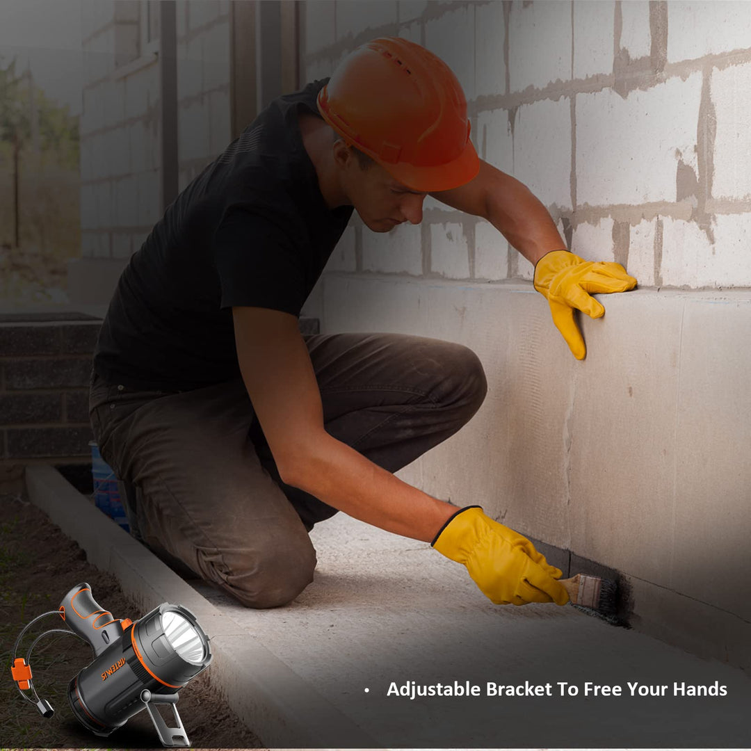 LED Rechargeable Marine Spotlight 1500 Lumen Handheld Spot Light Waterproof Searchlight Portable Boat Flashlight for with Switch Lock and USB Cable for Outdoor Fishing Hiking Hunting