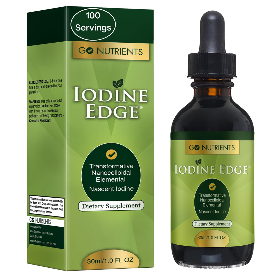 Iodine Edge – Organic Nascent Iodine Liquid Supplement for Thyroid Support, Energy, Immune &amp; Cognitive Health – High Absorption Drops - Natural Tincture for Women &amp; Men – 1 oz