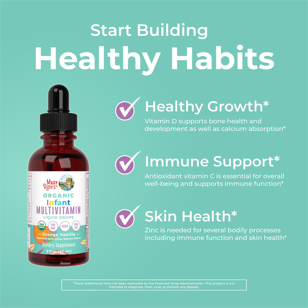 Multivitamin for Infants | USDA Organic | Multivitamin Liquid Drops for Babies 6-12 Months | Immune Support &amp; Overall Wellness | Vegan | Non-GMO | Gluten Free | 2 Fl Oz