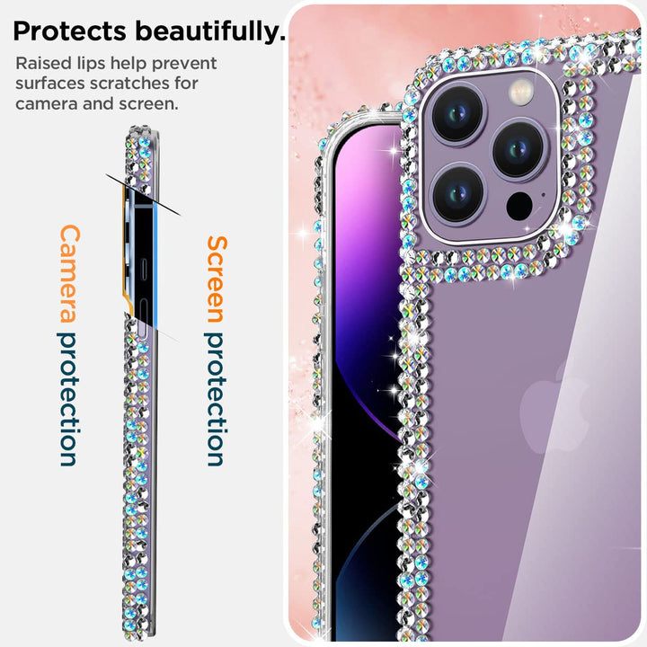 AICase iPhone 14 Pro Max Glitter Case for Women, Rhinestone Bling Diamond Sparkle, Luxury Fashion Protective Girly Phone Case