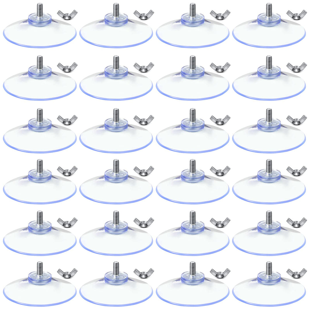 Suction Cups with Screws 4 mm Thread Transparent PVC Suction Cup with Screw Hook 2 Inch Diameter Butterfly Wing Nut Clear Sucker Suction Cup with Cap for Kitchens Offices Bathroom (24 Sets)