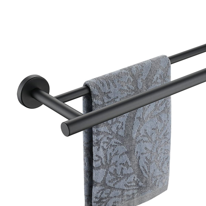 Double Bath Towel Bar, Matte Black 30 Inch 304 Stainless Steel Thicken 0.8mm Towel Rack for Bathroom, Towel Holder Wall Mount, 33 in Total Length, TB100L30-PB