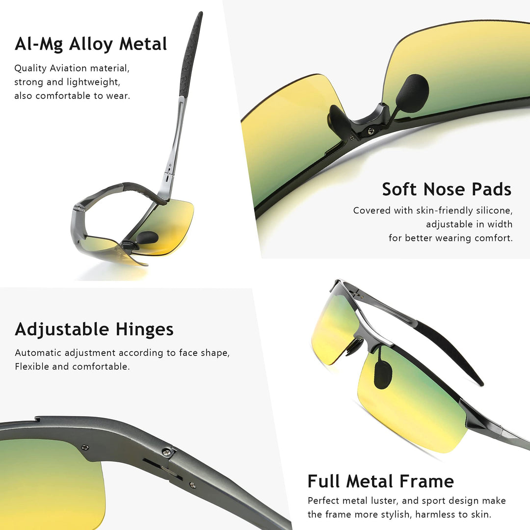SUNGAIT HD Night Vision Polarized Sunglasses Anti Glare
