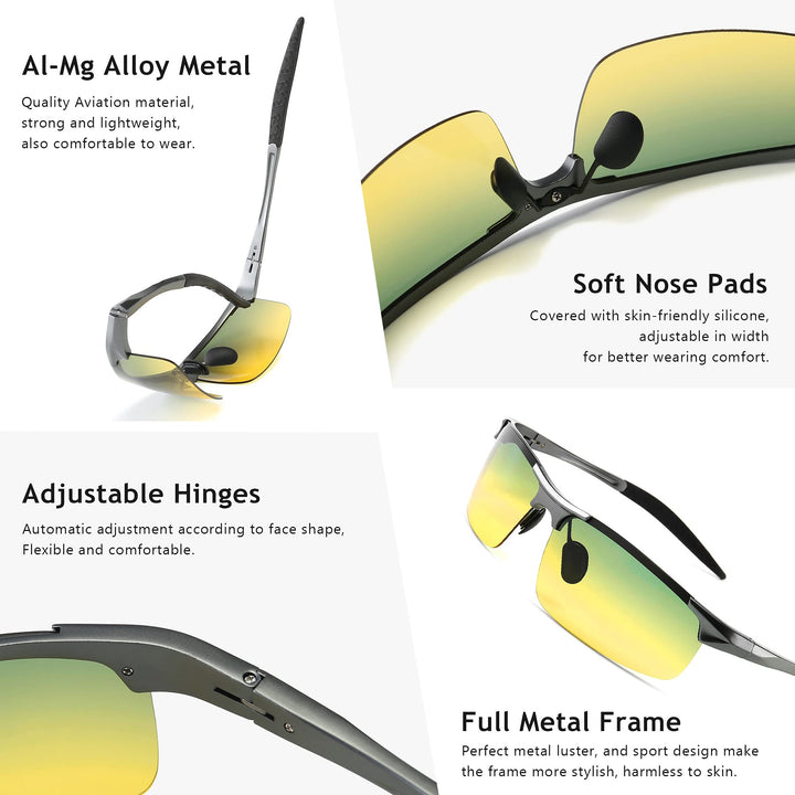 SUNGAIT HD Night Vision Polarized Sunglasses Anti Glare