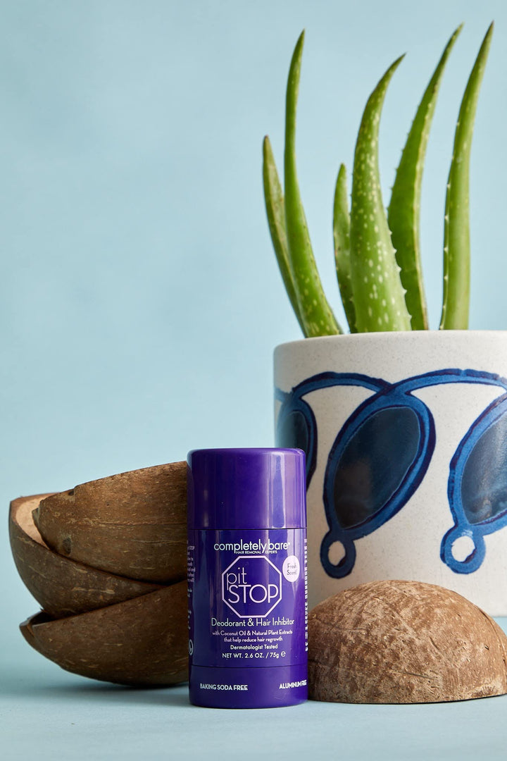 pit STOP Hair Inhibiting Deodorant with Coconut Oil &amp; Natural Plant Extracts that help reduce hair growth, 2.6 oz