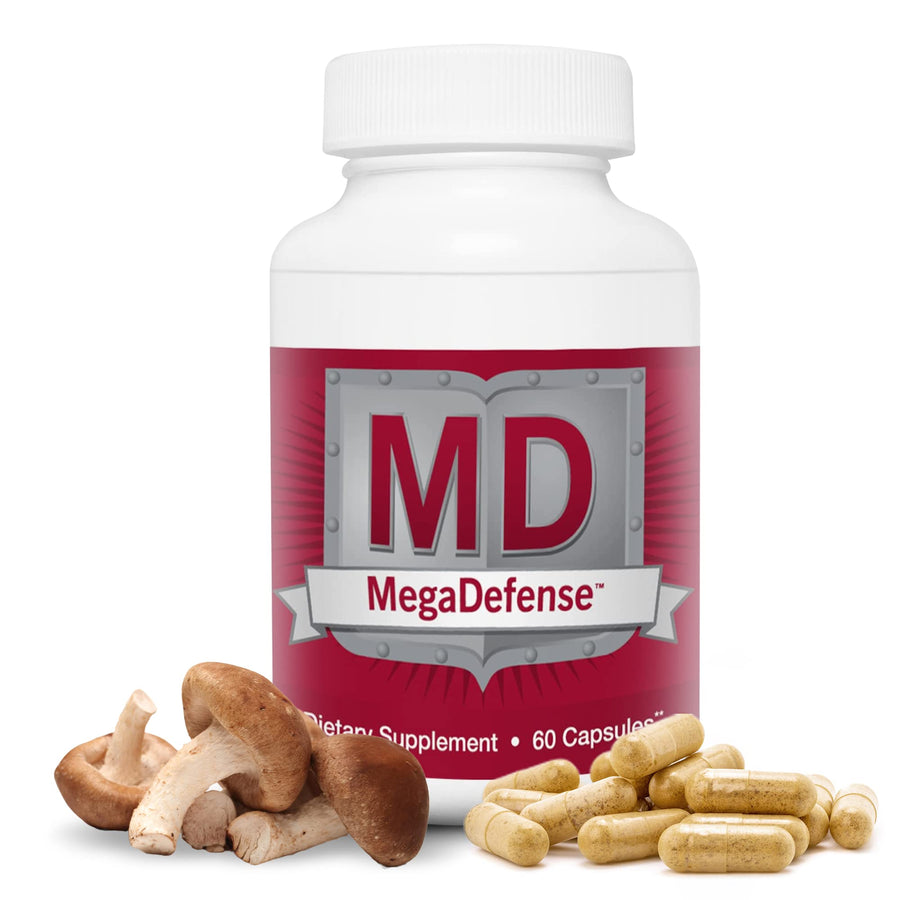 MegaDefense Mushroom Supplement - Mushroom Capsules for Daily Wellness, 6 Mushrooms Supplement: Reishi Mushroom, Turkey Tail, Cordyceps, Maitake, Agaricus & Shiitake, Non-GMO (60 Veggie Caps)…