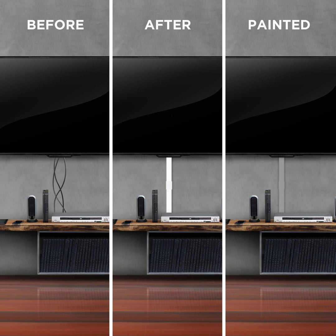 Simple Cord Cable Concealer On-Wall Cord Covers - 12, 25” Raceways – 300” Total Cable Management System Hides Cables, Cords, Wires for Wall TVs, Computers – White