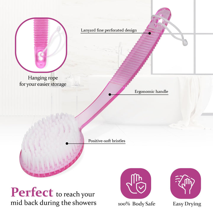 DecorRack Bath Brush with Bristles, Long Handle for Exf