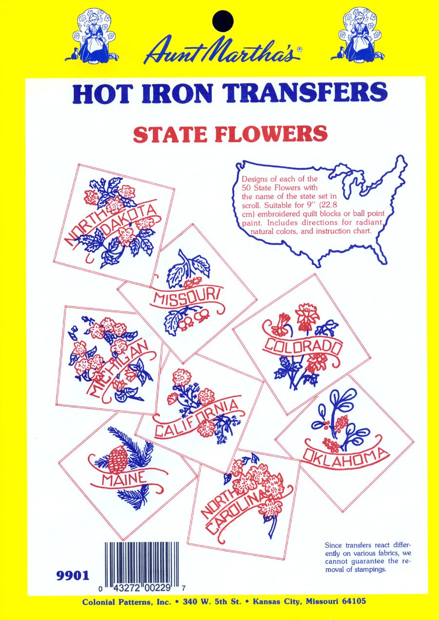 State Flowers Iron On Transfer Pattern Collection, All 50 States