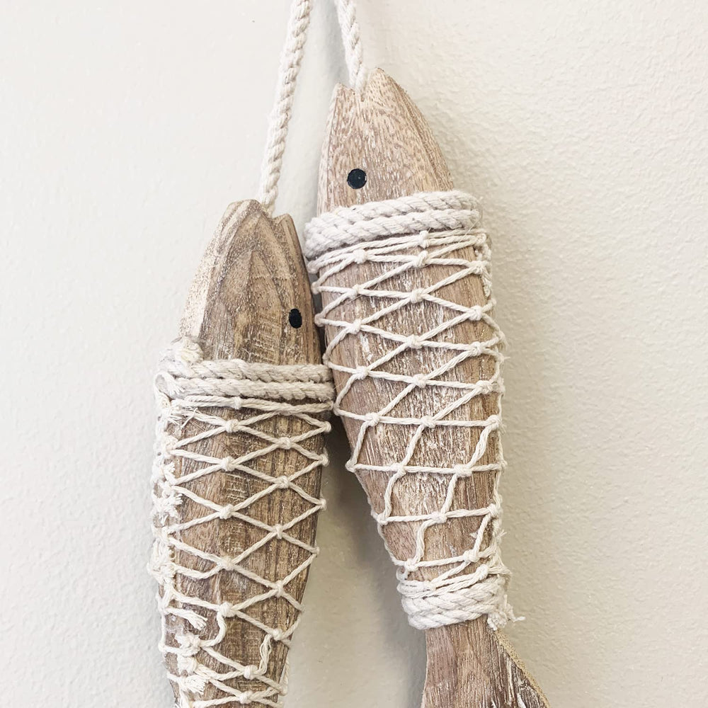 Vintage Hanging Wooden Fish Wall Decor Nautical Wood Fish Hanging Fish Decorations Kitchen Family Room Fish Ornament Wall Decoration 8''H