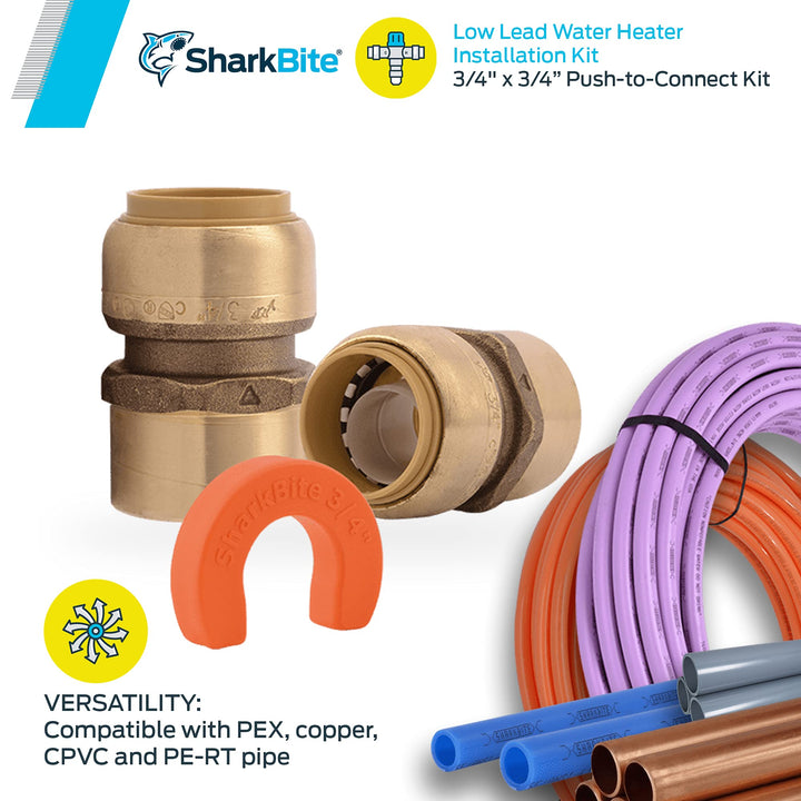 SharkBite 3/4 Inch Water Heater Connection Kit, Push to