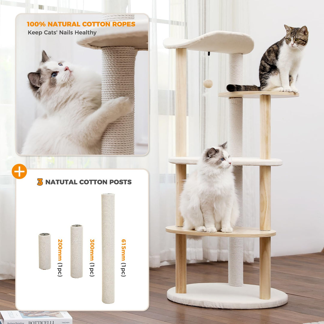 Cat Tree Cat Tower for Indoor Cats,5-Level Cat Play House Cat Activity Center with Scratching Posts Beige