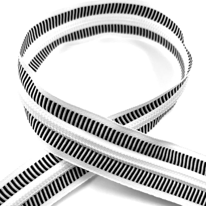 #5 Nylon Zippers 5 Yards Sewing Zippers Bulk DIY Zipper by The Yard Bulk with 10PCS Slider-Long Zippers for Tailor Sewing Crafts Bag (Zebra Tape)