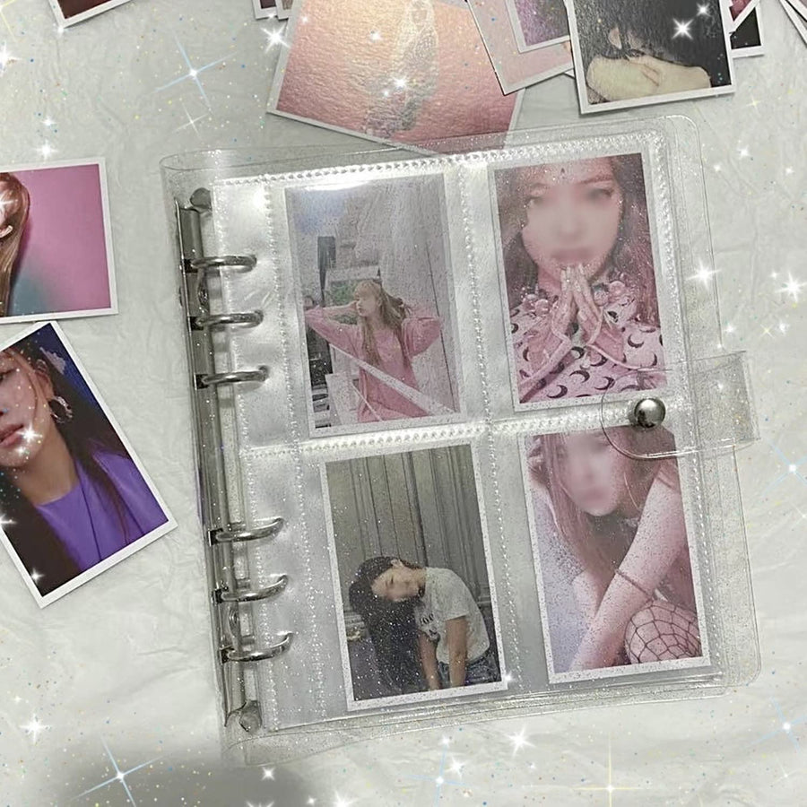Photocard Binder Kpop Photocard Holder Book,200 Pockets Portable Photo Album,Shiny Clear Binder Cover Refillable Notebook for Mini Instax,Business Card,Postcards,Picture Storage White