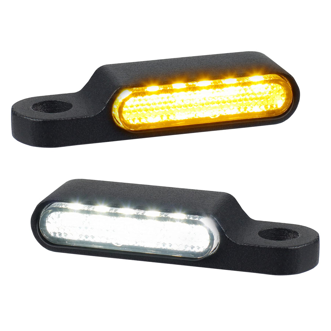 Handlebar LED Turn Signals Mini Motorcycle Blinkers Front Running Light Universal Compatible with Harley Sportster Dyna Honda Shadow Kawasaki Vulcan Yamaha V-Star Road Star