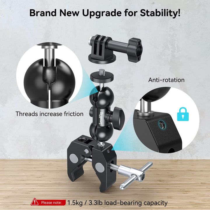 SMALLRIG Super Camera Clamp Mount, Double Ball Head Mag