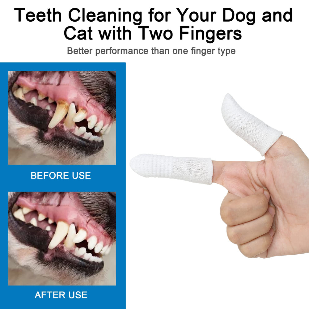 Dog Toothbrush Cat Toothbrushes-Fingers Toothbrushes for Dog Cats Teeth Cleaning, Washable&Comfortable&Durable, 1 Set for Two Fingers, Includes 2 Sets White