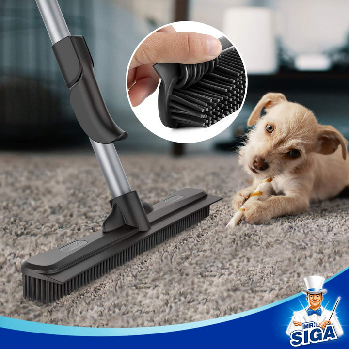 MR.SIGA Pet Hair Removal Rubber Broom with Built in Squ