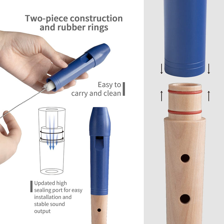 Professional C-Soprano Recorder Instrument for Beginner Kids Adults German Fingering Single Hole Recorder Musical Instrument for School &amp; Home 2-Pieces Recorder kit Gift Choice