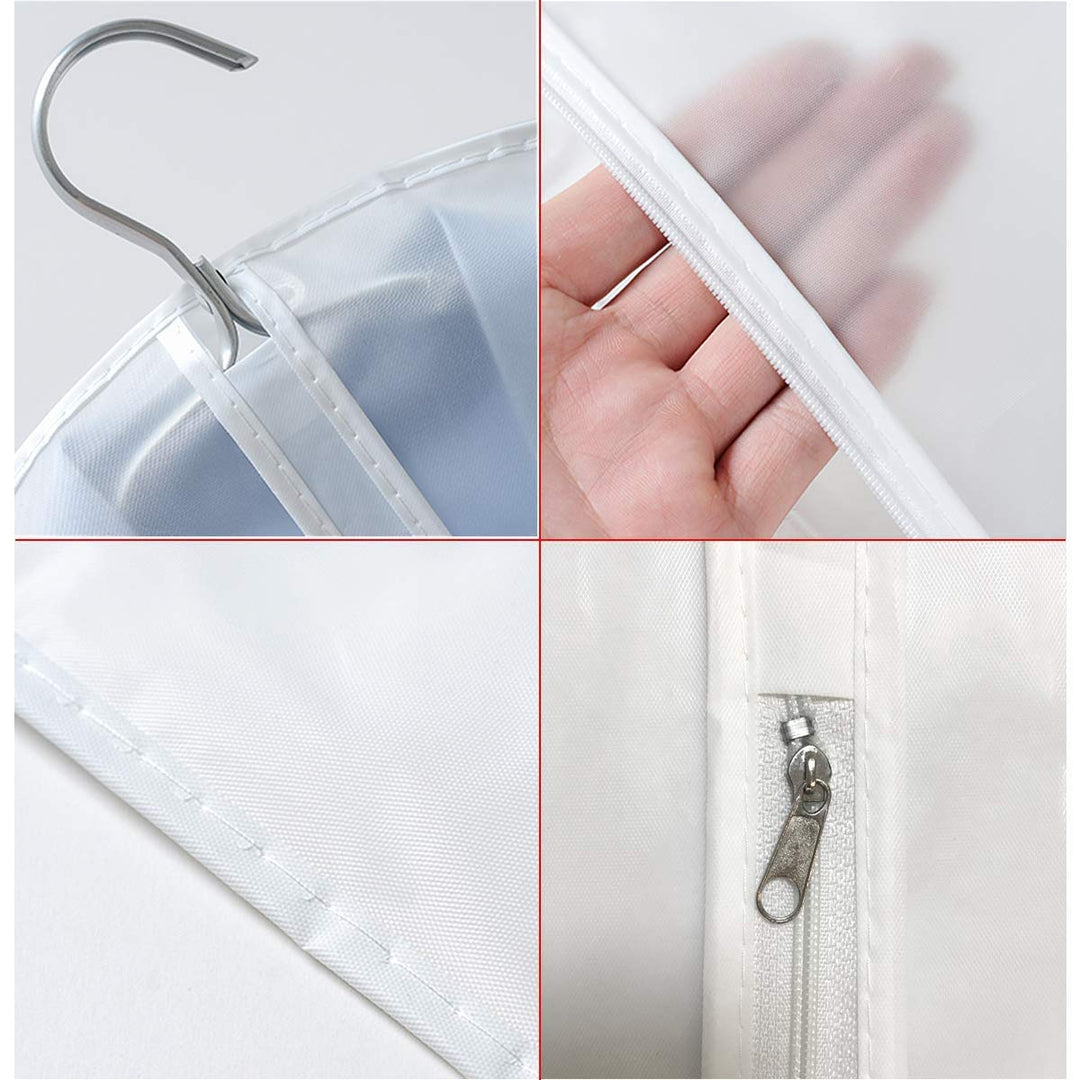Garment Bags for Long Dresses,60in Clear Hanging Lightweight White Breathable Dust Proof Covers with Study Full Zipper for Clothes Storage Closet Pack of 6